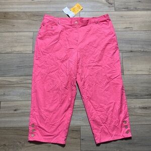 Ruby Rd. Womens Capri Pants With Button Hem Detail Size 20W‎ Watermelon